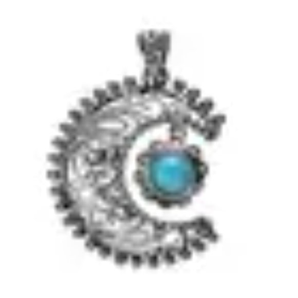 Genuine Blue Ridge Turquoise Crescent Moon SS Pendant on SS Chain Necklace NWT - Picture 12 of 12